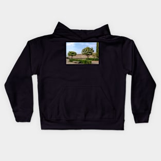 Two Citrus trees and a stone bench Kids Hoodie